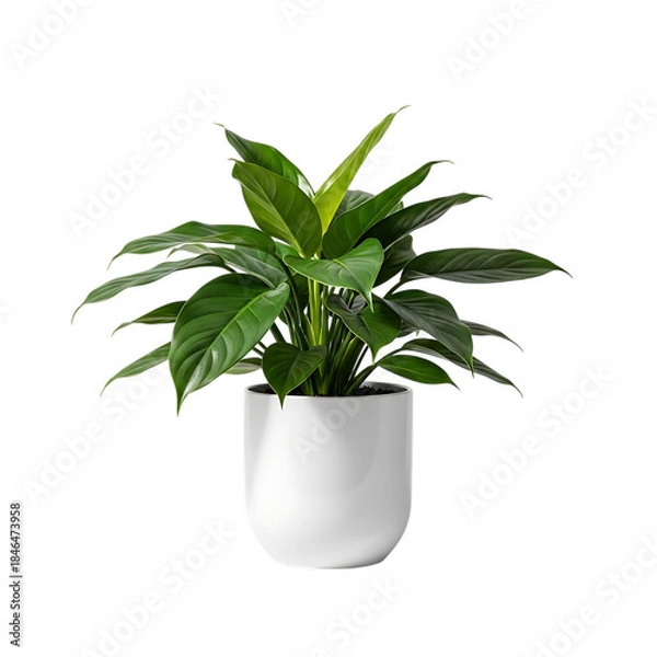 Obraz Green plant in a white pot isolated on transparent background