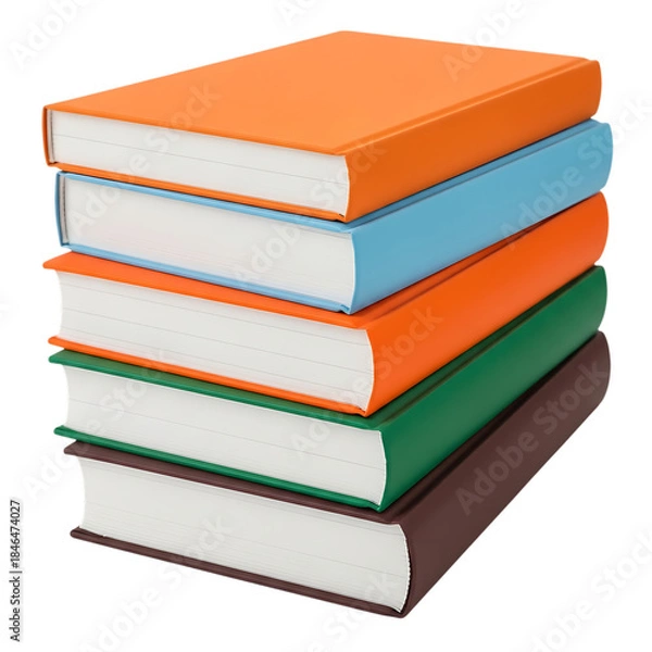 Obraz Stack of colorful books isolated on transparent background