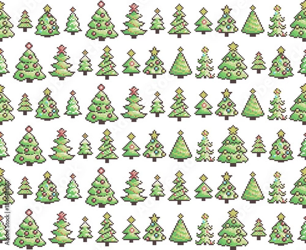 Obraz Seamless background with pixelated Christmas trees.
