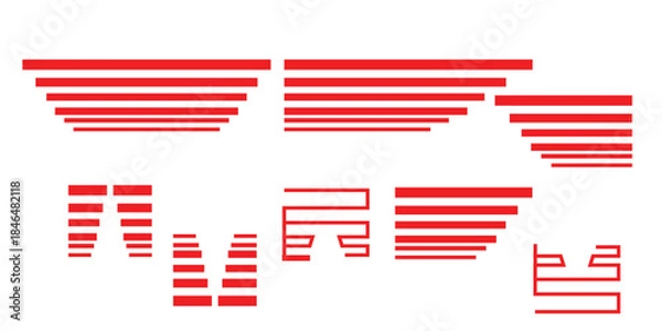 Fototapeta Red Speed Lines Motion Stripes Collection Dynamic Fast Animation Elements