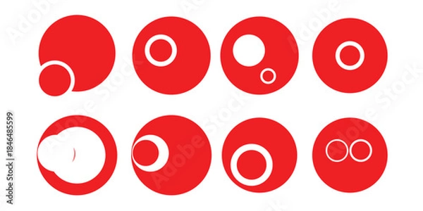 Fototapeta Red Circular Mask Transition Shapes Set Animated Wipe Motion Graphics Elements