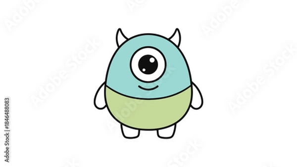 Obraz Cute cartoon monster with one eye smiling