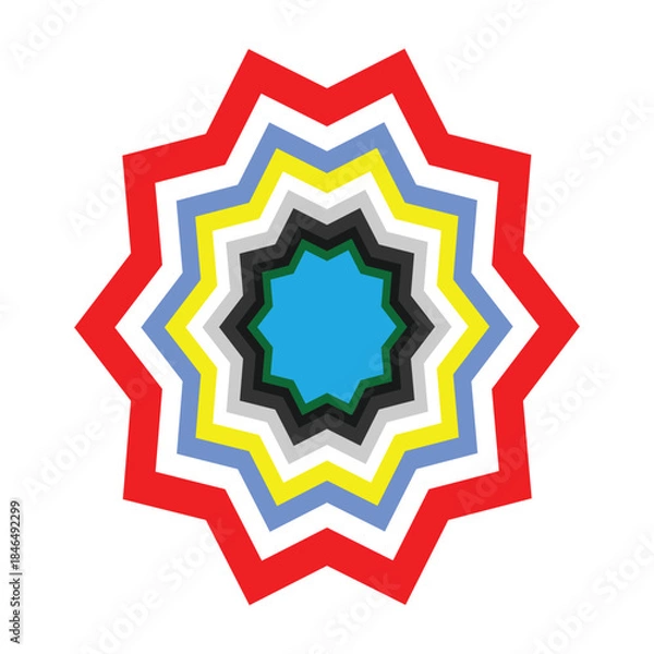 Fototapeta Abstract Colorful Starburst Badge Icon – Modern Geometric Emblem Design