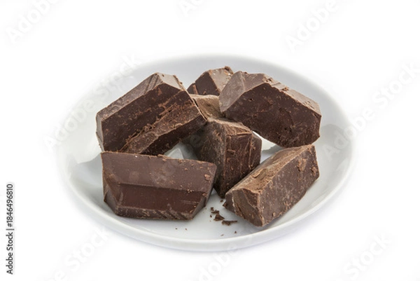 Obraz Dark chocolate in a white plate