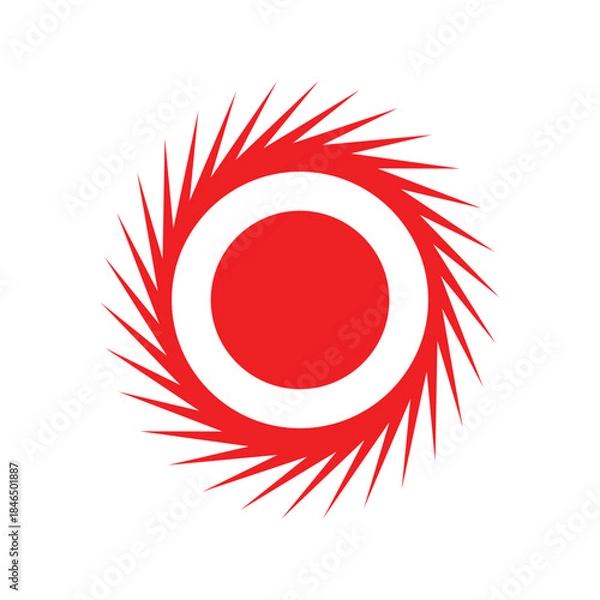 Fototapeta Abstract Red Spiral Circle Logo – Dynamic Swirl Geometric Icon Design