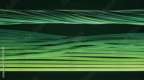 Obraz Abstract Green Pattern with Woven Lines with Spring Text and Subtle Texture