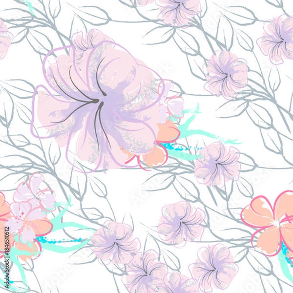 Obraz seamless pattern with pink flowers