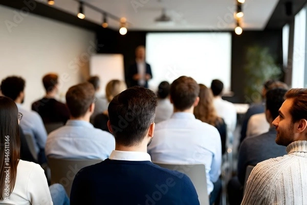 Obraz innerbetriebliches Zusammensitzen, Versammlung, Rede