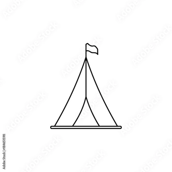 Fototapeta Tourist tent with flag line icon. Travel line icon. Element of holidays icon. Premium quality graphic design. Signs, outline symbols collection icon for websites, web design, mobile app