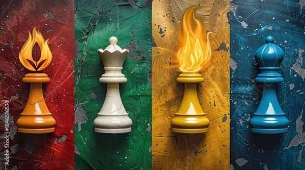 Obraz Creative Graphic Design Cover Divided into Four Sections with Strong Color Theory