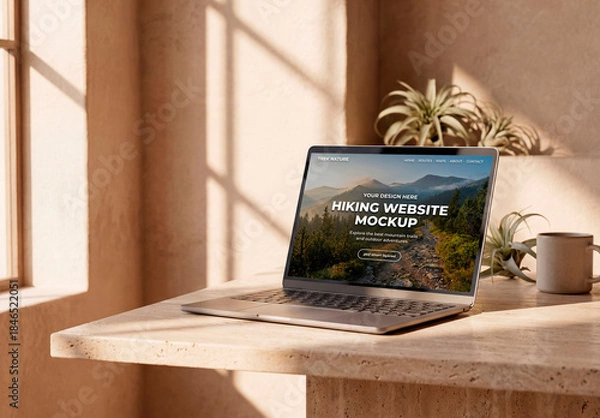 Obraz Minimal laptop mockup on table