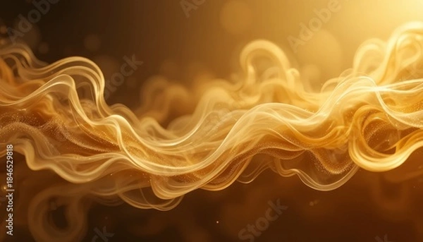 Fototapeta Luminous highlights and flowing movement on an abstract golden haze or fluid background