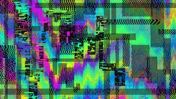 Obraz Colorful Glitch Noise Texture. Abstract Digital Distortion Background