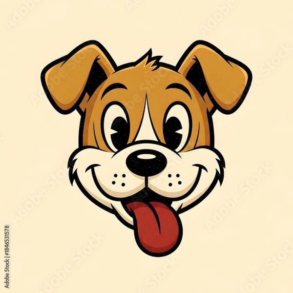 Obraz Cartoon Dog Face with Happy Expression.