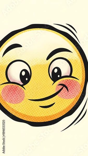Obraz Smiling Yellow Cartoon Face with Blush.