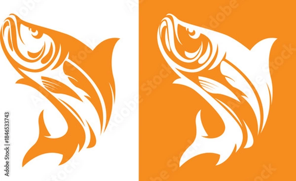 Obraz Dynamic Leaping Fish Emblem