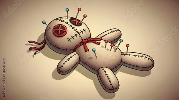 Obraz Voodoo Doll with Pins and Needles.