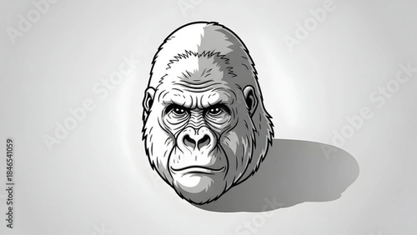 Obraz Gorilla Head Illustration on White Background.