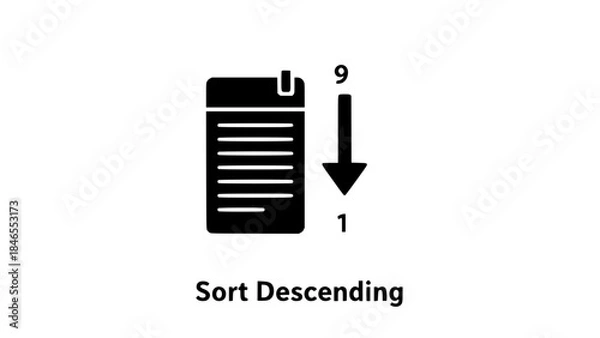 Obraz Document sorts in descending order on white or Sorted document stack declines onscreen