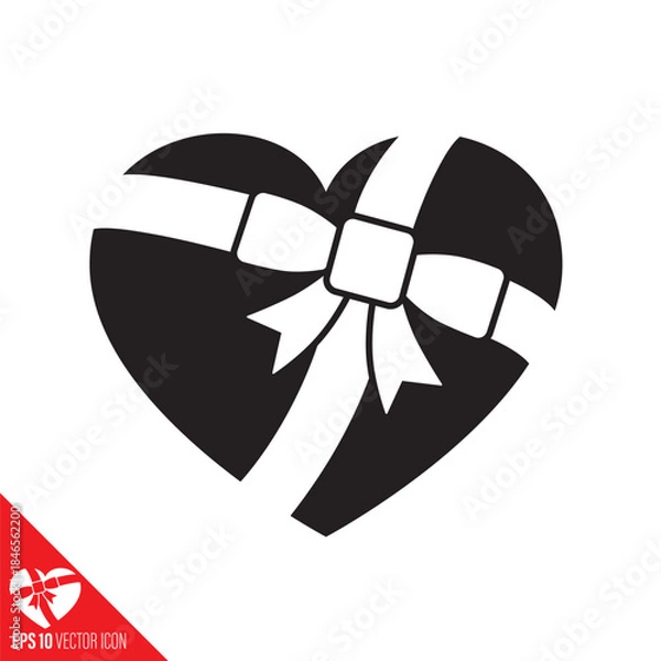 Obraz Heart wrapped with a ribbon vector icon