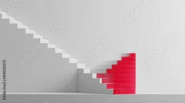 Obraz Abstract staircase art with red accent
