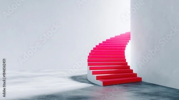 Obraz Red spiral staircase in minimalistic interior
