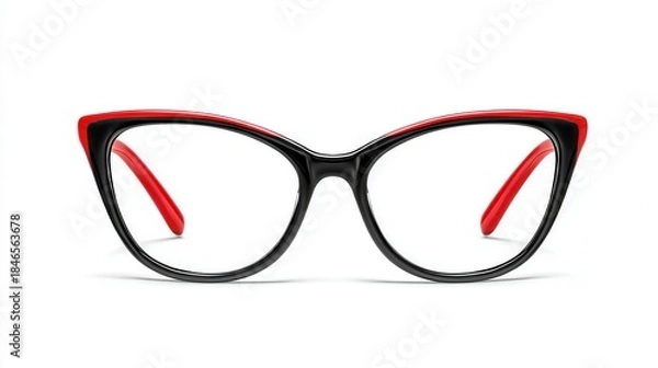 Obraz Cat eye glasses with red black frame view