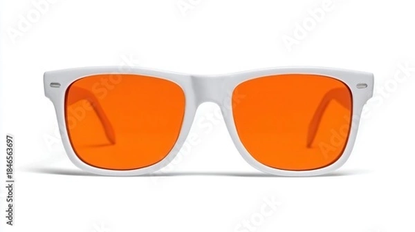 Obraz Orange tint sunglasses on white background