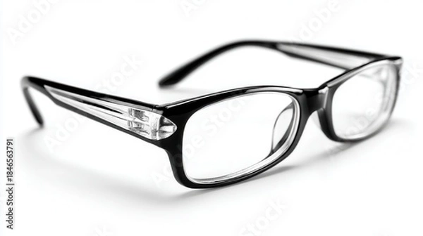 Obraz Glasses with black frames on white background
