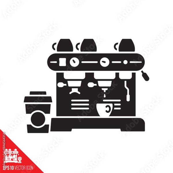Obraz Professional Italian Espresso machine solid vector icon