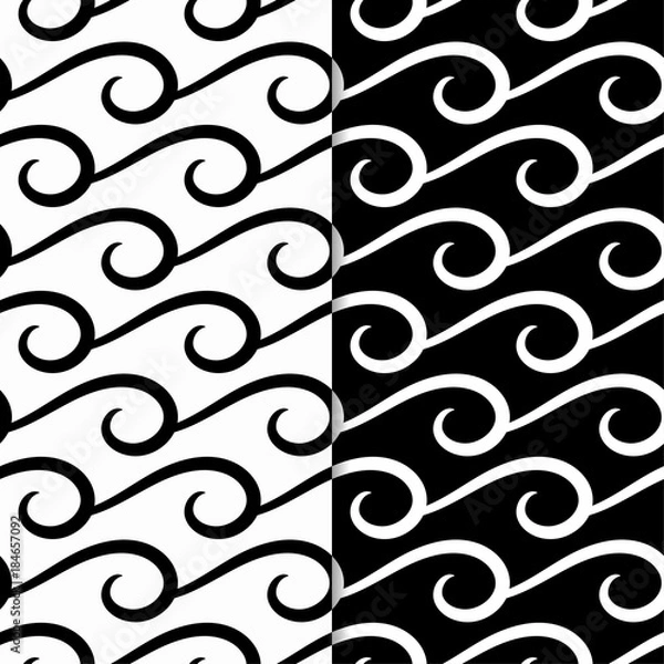 Obraz Abstract backgrounds. Black and white seamless patterns