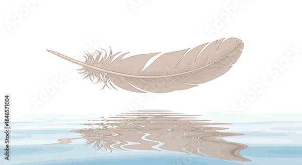 Obraz Isolated feather above water reflection creating calming serene visual statement