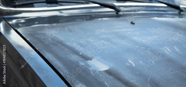 Fototapeta Old car with damaged paint. Close up view