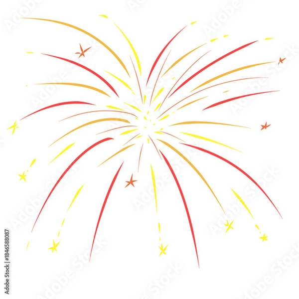 Obraz Red and Yellow Beautiful Fireworks Explosion Element