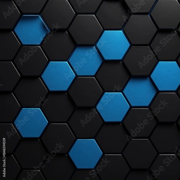 Obraz Abstract honeycomb structure with contrasting blue and black hexagonal elements
