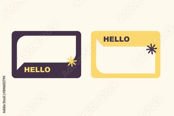 Obraz Hello Tag for events, conferences, and workshops. Blank name sticker design. Vector illustration.