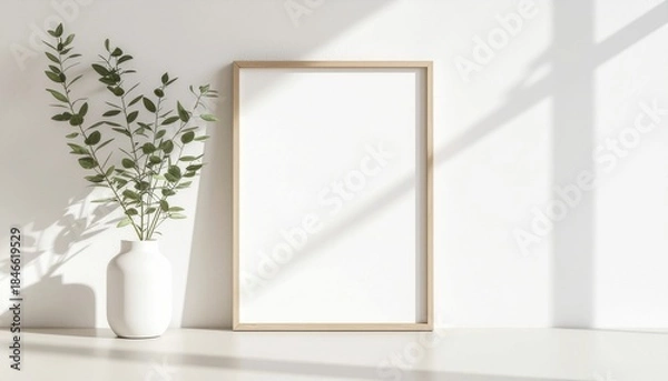Fototapeta Scandinavian Style Frame Mockup on Clean Wall

