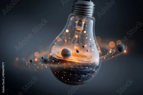 Fototapeta light bulbs with tiny objects