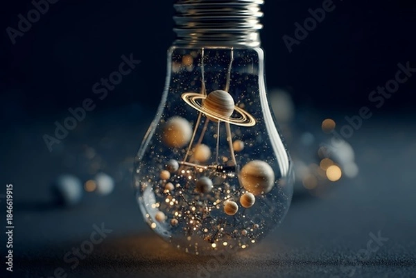 Fototapeta light bulbs with tiny objects
