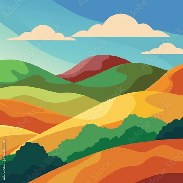 Obraz landscape with hills and mountains