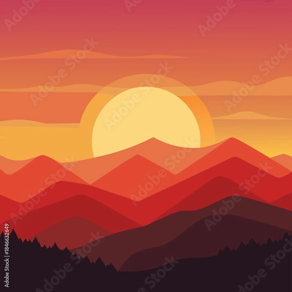 Obraz sunset-over-distant-hills.eps