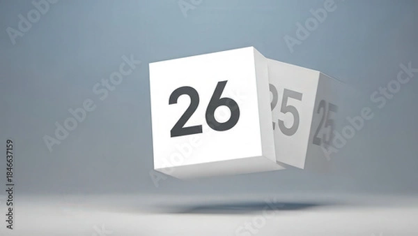 Fototapeta Minimal box flipping forward revealing 2026 new year concept