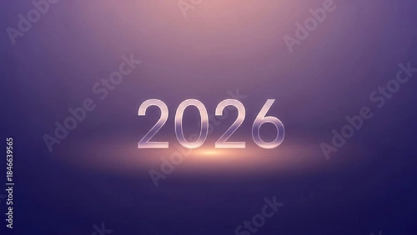 Fototapeta Smooth gradient background with luminous 2026 centered