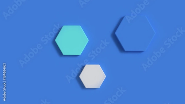 Fototapeta hexagon green white blue background 3d rendering