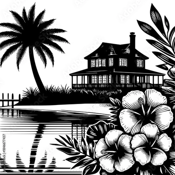 Obraz tropical island with palm trees