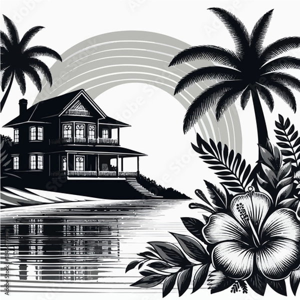 Obraz tropical island with palm trees