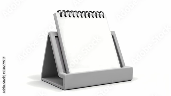 Fototapeta A close-up of a white notebook on a white surface.