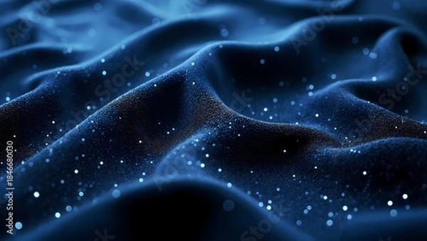 Fototapeta A close up shot of a dark blue fabric with white dots.