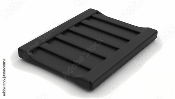 Fototapeta A 3D rendering of a square black object on a white background.
