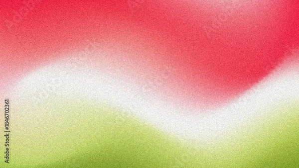 Fototapeta Grainy gradient watermelon color background with red green colors. Summer background with blurry and noise texture, design for banner, widescreen, wallpaper.
